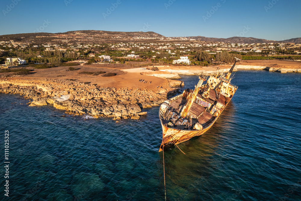 Rusted Shipwreck near Coast