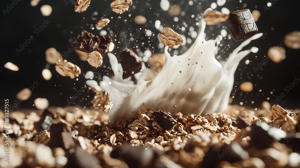 Falling Oat Granola with Milk Splash and Chocolate
Falling Oat Granola with Milk Splash and Chocolate