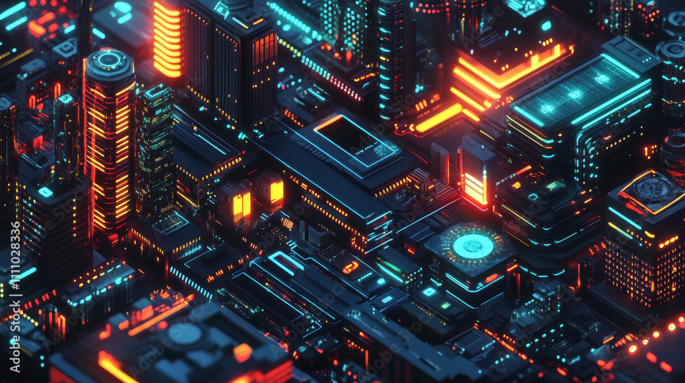 Fototapeta premium Artificial Intelligence, Isometric Vector banner for AI, Deep Learning, Machine Learning, and Technological Digital Brain Concepts,isometric banner,AI isometric, AI learning machine, ai icon.