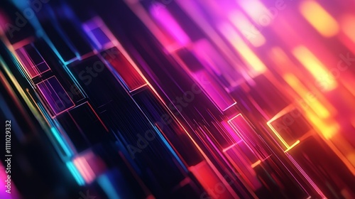 A vibrant abstract design with colorful lines and shapes creating a dynamic  energetic visual effect.