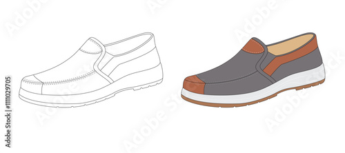 Shoes clipart, outline sport shoes, Shoe sketch, Sneakers vector, Sports wear, Shoes outline illustration, vector drawing. Shoe isolated on white background, vector illustration. Shoe line art, Loafer