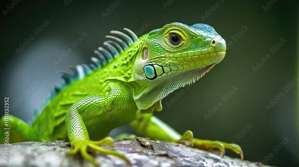 Beautiful Green Iguana with natural background on the park Beautiful Green Iguana with natural background on the park