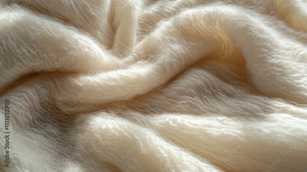 Close-up of Creamy White Furry Fabric with Soft Texture Close-up of Creamy White Furry Fabric with Soft Texture