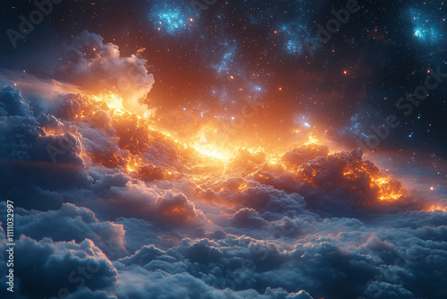 Celestial Fire Illuminates Expansive Cloud Seascape