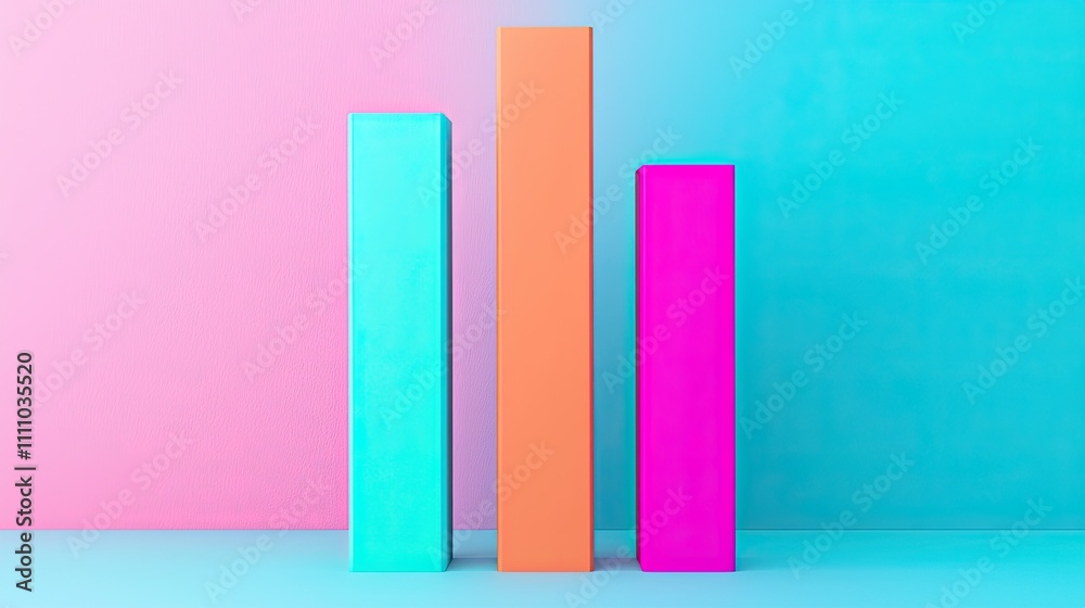A vibrant arrangement of three colorful bars against a contrasting pastel background, showcasing modern design and a playful aesthetic. A vibrant arrangement of three colorful bars against a contrasting pastel background, showcasing modern design and a playful aesthetic.