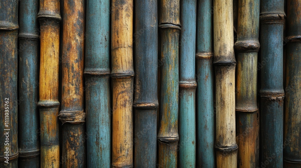 A Close-Up View of a Weathered Bamboo Fence A Close-Up View of a Weathered Bamboo Fence