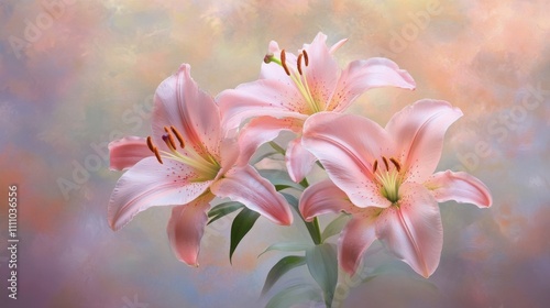 Beautiful pink lilies thriving in a serene garden setting with a soft bokeh background