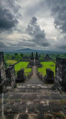 Candi Ratu Boko is an archaeological site known to modern Javanese as Kraton Ratu Boko, Located on a plateau, about 3 kms south of Lara Jonggrang Prambanan temple complex in Yogyakarta Indonesia photo