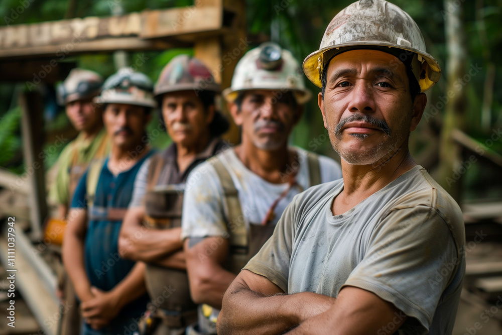 Photography of a Dominican Republic group of professional carpentry and wood workers in the workspace, the team manager is in front. Photography of a Dominican Republic group of professional carpentry and wood workers in the workspace, the team manager is in front.