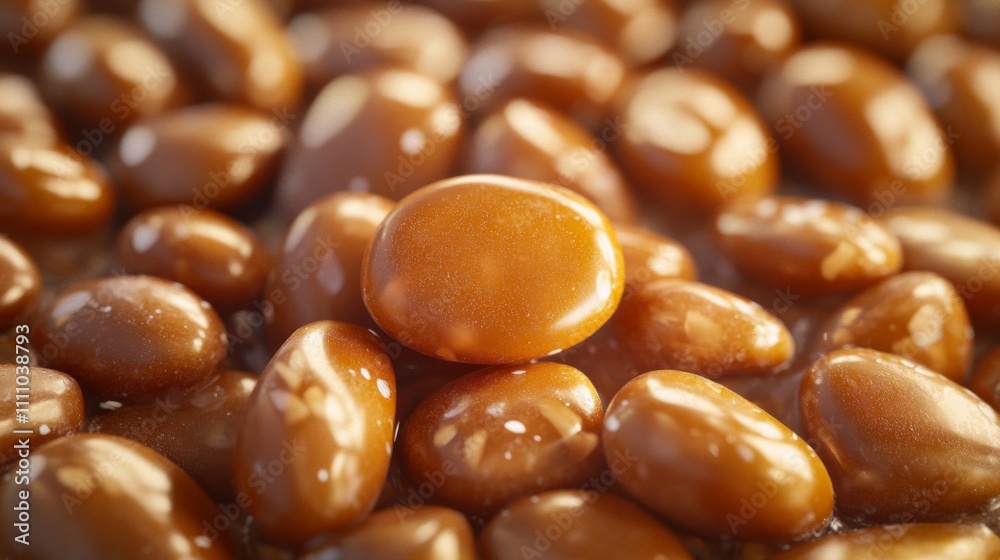 Close-up of Smooth, Shiny, Caramel-Colored Stones Close-up of Smooth, Shiny, Caramel-Colored Stones