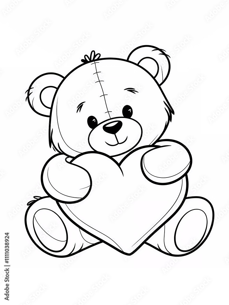 Fototapeta premium teddy bear with heart coloring 