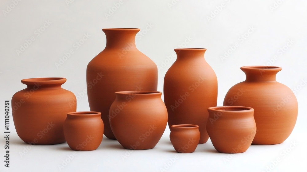 A Group of Seven Terracotta Vases of Varying Sizes A Group of Seven Terracotta Vases of Varying Sizes