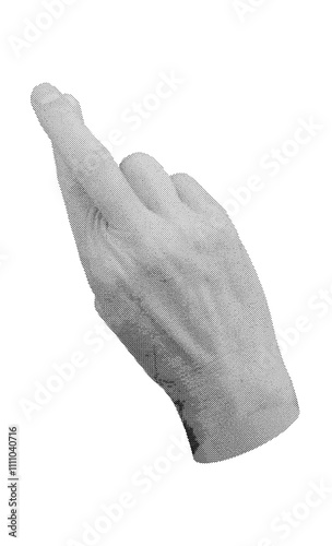 Crossed fingers, liar gesture, hand sign isolated on white background. Halftone dotted retro style vector