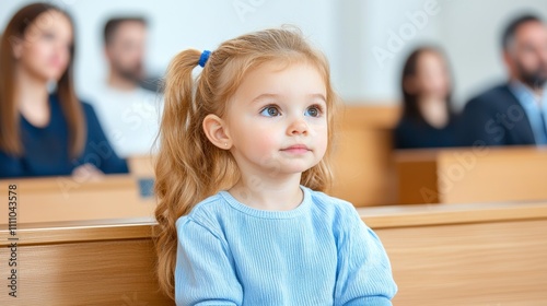 Symbolizing child advocacy and custody rights during parental separation, this conceptual image illustrates the emotional impact of divorce court proceedings on a child.