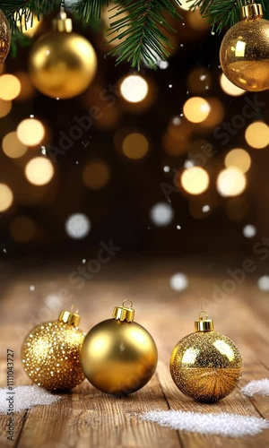 Wallpaper Mural Decorated golden ornaments shine brightly in a cozy setting during the holiday season Torontodigital.ca