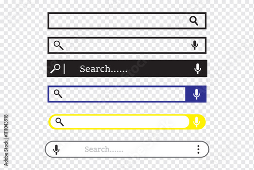 Search here. Search bar vector icons in flat design isolated on white background