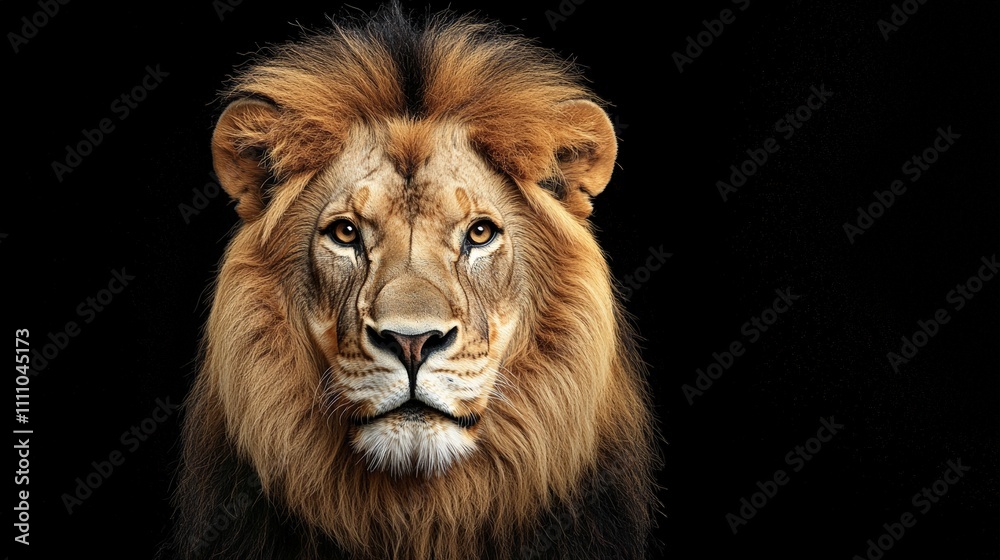 Majestic lion portrait on black background Majestic lion portrait on black background