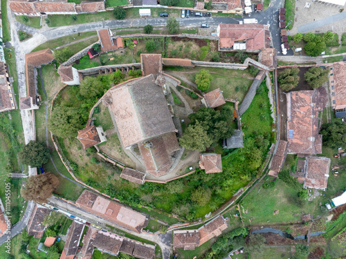 Obraz na płótnie defaultBiertan - Aerial Drone View of Transylvanian Village, Romania w salonie