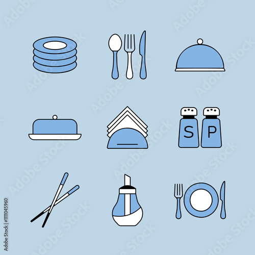 Restaurant vector icon set. Serving food sign