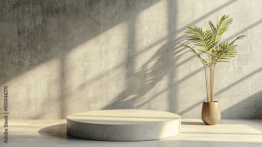 Minimalist Studio Scene with Concrete Background and Plant Minimalist Studio Scene with Concrete Background and Plant