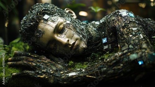 Cybernetic Slumber: A Bio-Mechanical Dream photo