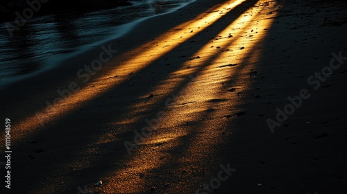 Golden Hour Beach Shadows: A Serene Coastal Sunset photo