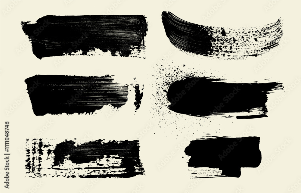 Dry brush on canvas. Vector art brush strokes. Set of text boxes. Art design elements. Grunge paintbrush collection. Template dirty texture banners. Painted rectangles and long strokes illustration. Dry brush on canvas. Vector art brush strokes. Set of text boxes. Art design elements. Grunge paintbrush collection. Template dirty texture banners. Painted rectangles and long strokes illustration.