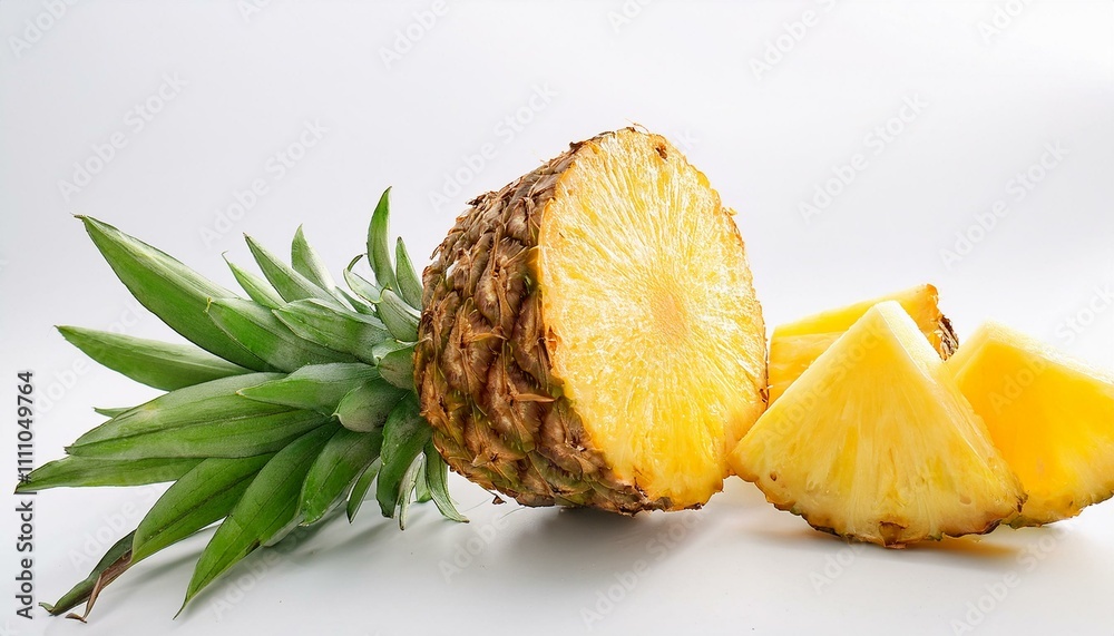 Juicy pineapple slices ready to eat. Refreshing tropical fruit. Juicy pineapple slices ready to eat. Refreshing tropical fruit.