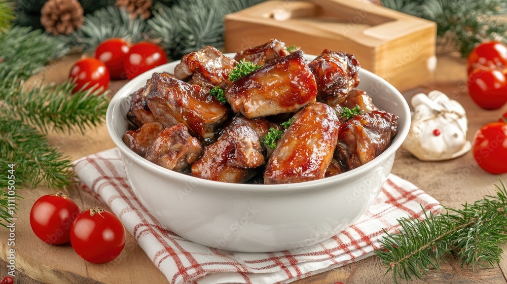 Delicious Barbecue Chicken Wings in Festive Holiday Setting Delicious Barbecue Chicken Wings in Festive Holiday Setting