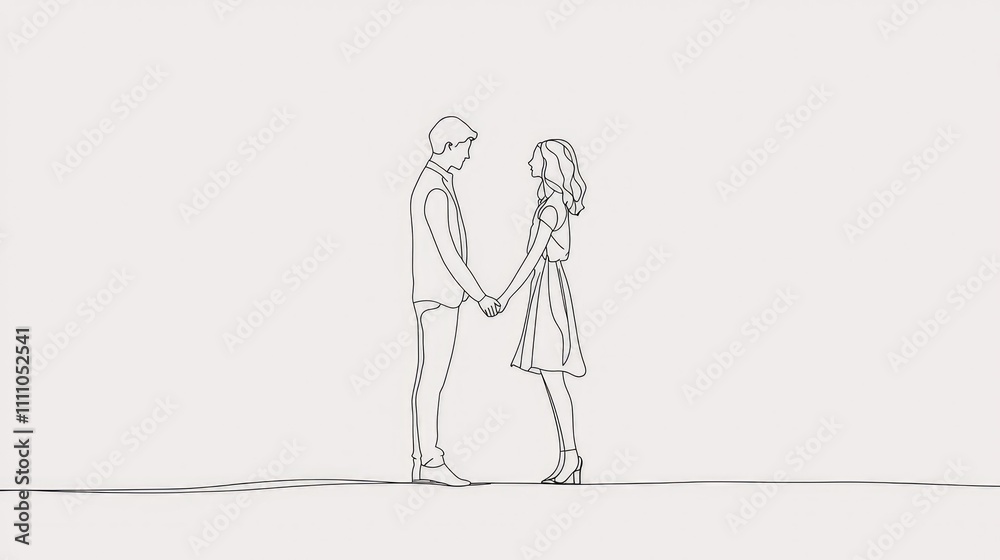 Minimalist Line Art Illustration of a Couple Holding Hands in a Romantic and Intimate Pose, Perfect for Love-Themed Projects and Valentine's Day Designs Minimalist Line Art Illustration of a Couple Holding Hands in a Romantic and Intimate Pose, Perfect for Love-Themed Projects and Valentine's Day Designs