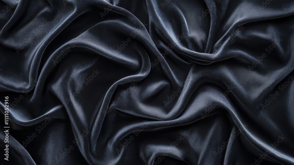 Draped Dark Gray Silk Fabric with Soft, Flowing Waves Draped Dark Gray Silk Fabric with Soft, Flowing Waves