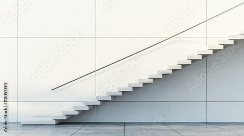 Modern Minimalist Staircase Design with Clean Lines and Light Colors in Contemporary Architecture Setting Featuring White Walls and Simple Railings