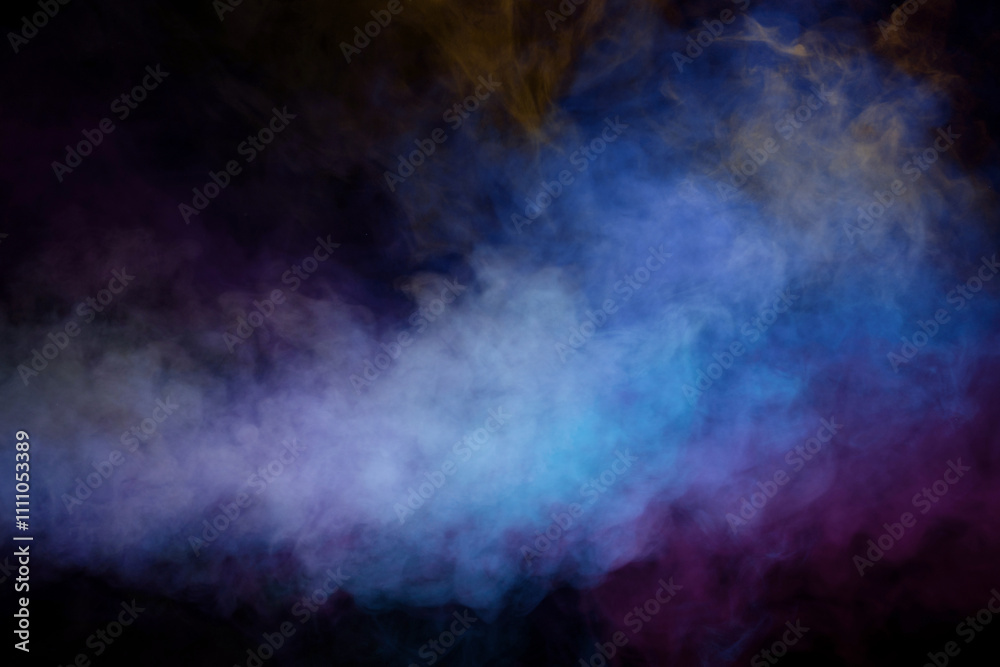 Blue and yellow steam on a black background. Blue and yellow steam on a black background.