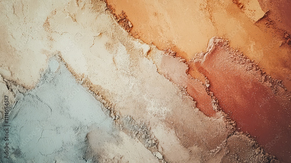Fototapeta premium Abstract Texture of Colorful Earthy Tones with Layers of Cream, Orange, and Blue Representing Natural Patterns and Artistic Background for Illustrative Purposes