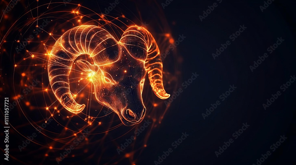 Fototapeta premium Aries, Leo, and Sagittarius symbols combined into a fiery cosmic design, fire signs zodiac fusion, dynamic star element