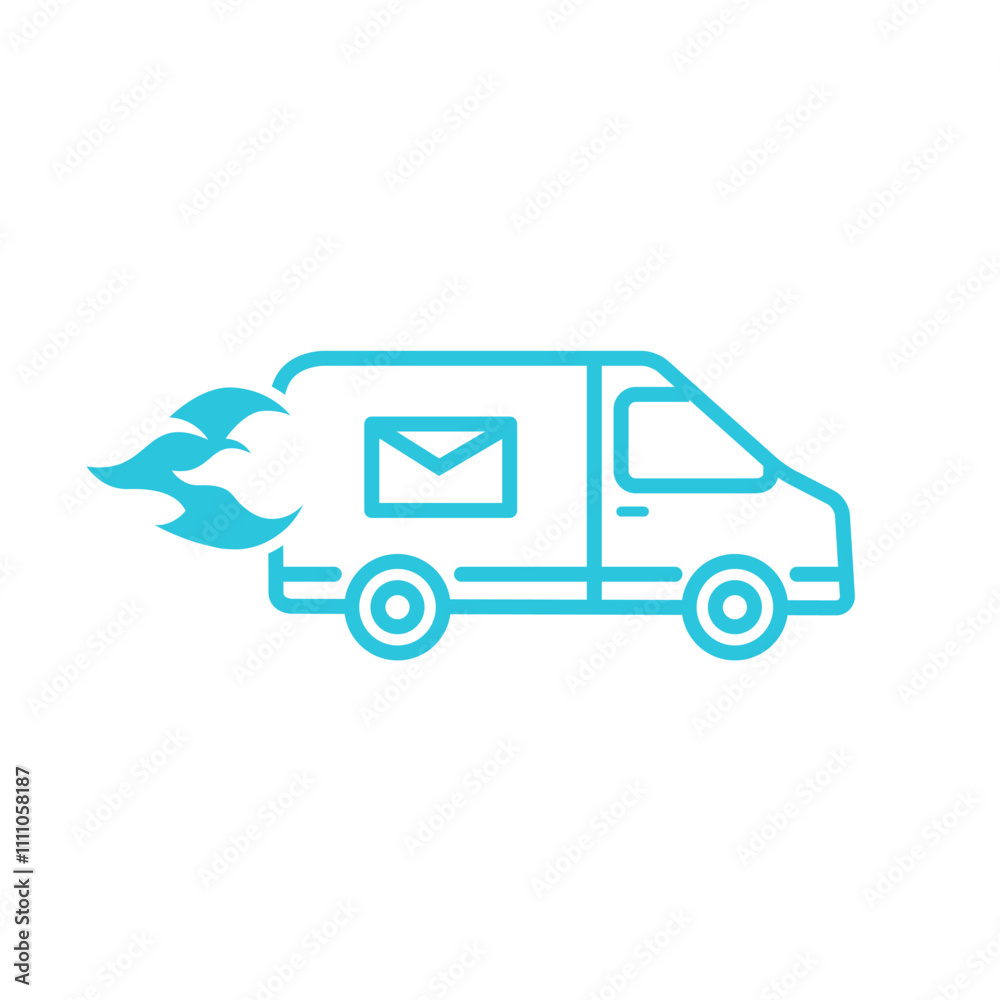 Urgent Dispatch icon, Express Post Van. Isolated on white background. Blue icon set Urgent Dispatch icon, Express Post Van. Isolated on white background. Blue icon set