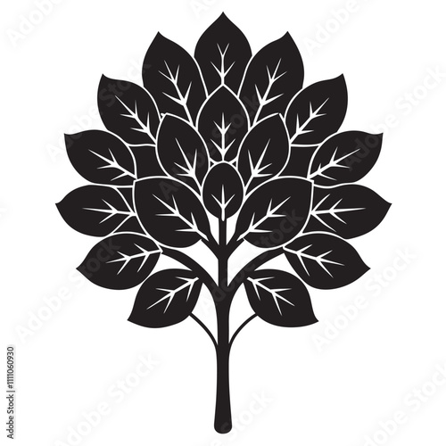 American ash flower linocut silhouette
