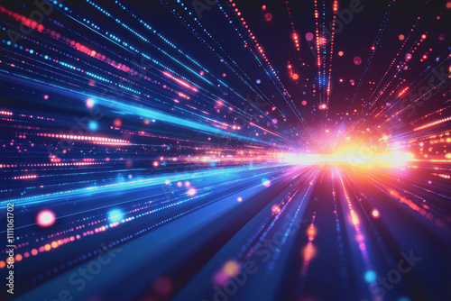 Explosive Burst of Colorful Lights in Motion Capturing High-Speed Energy and Dynamic Flow in a Vibrant Abstract Background Ideal for Creative Projects
