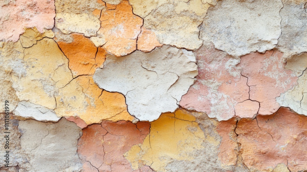 Cracked and Peeling Multicolored Wall Surface Cracked and Peeling Multicolored Wall Surface