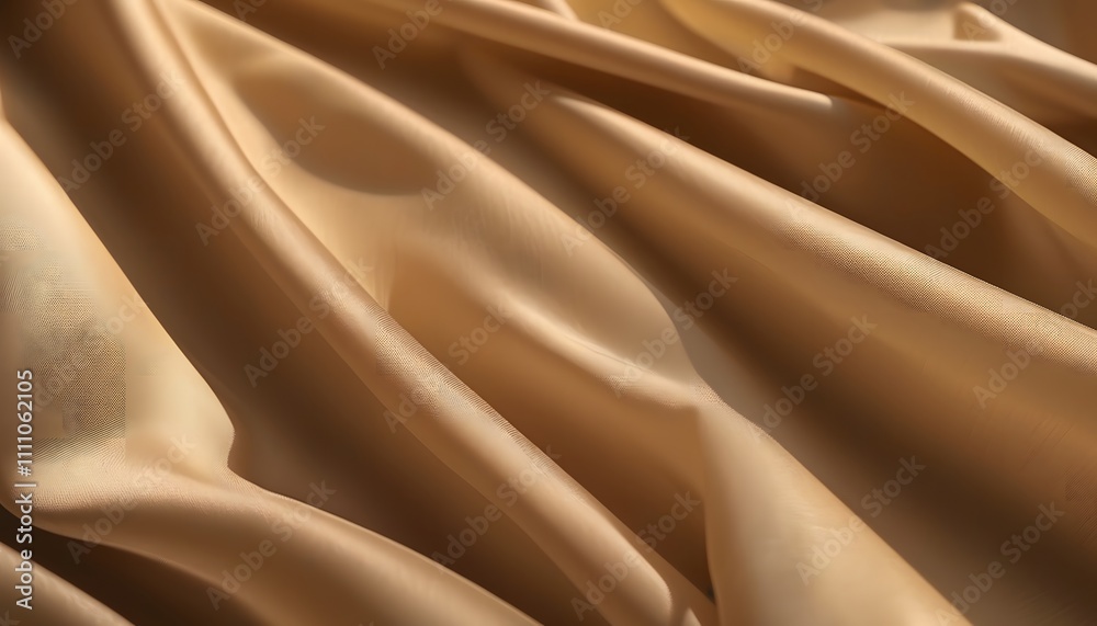 Fototapeta premium Luxurious Pale Yellow-Brown Silk with Delicate Folds