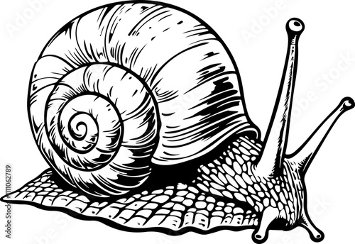 Detailed Illustration of a Snail