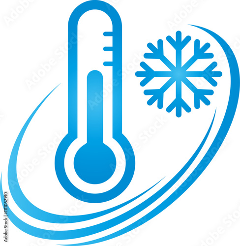 Thermometer und Schneeflocke, Temperatur, Logo, Icon