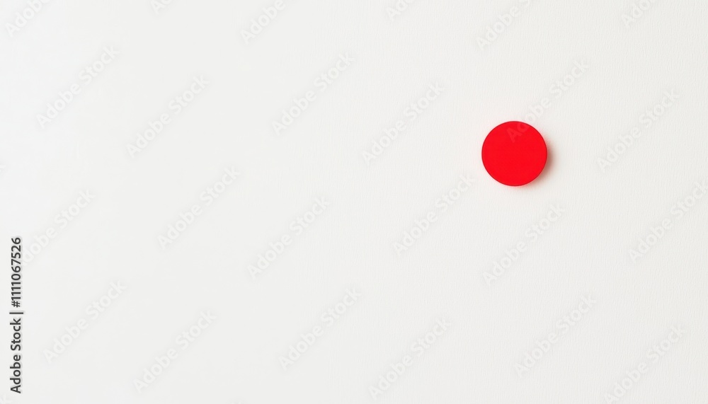 Single Red Dot on Bright White Background for Minimalist and Artistic Design Uses Single Red Dot on Bright White Background for Minimalist and Artistic Design Uses