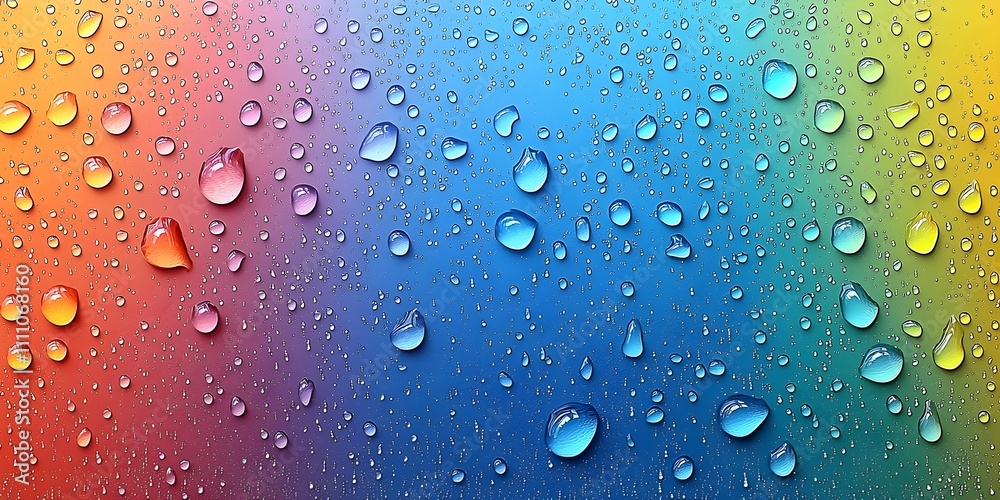Close-up of vibrant water droplets on a colorful gradient background, showcasing a blend of red, orange, yellow, green, blue, and purple hues, creating a mesmerizing visual effect. Close-up of vibrant water droplets on a colorful gradient background, showcasing a blend of red, orange, yellow, green, blue, and purple hues, creating a mesmerizing visual effect.