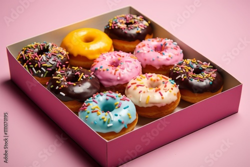 Assorted appetizing donuts with vibrant glaze and decorative sprinkles