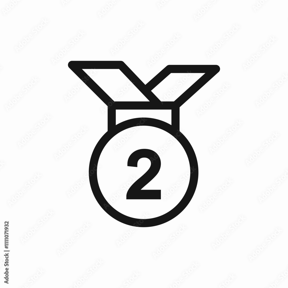 medal achievement second place icon sign vector medal achievement second place icon sign vector