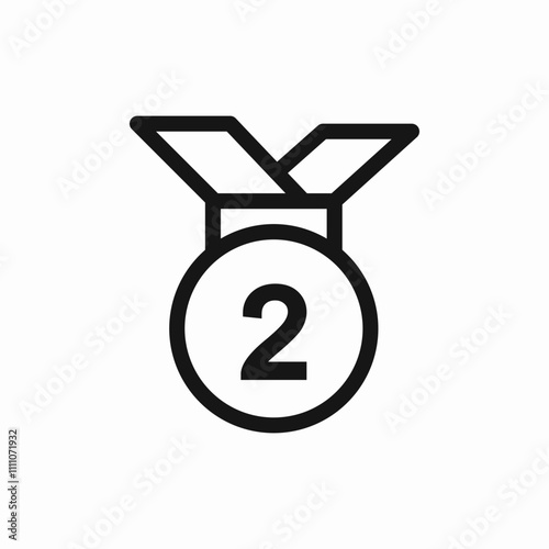 medal achievement second place icon sign vector