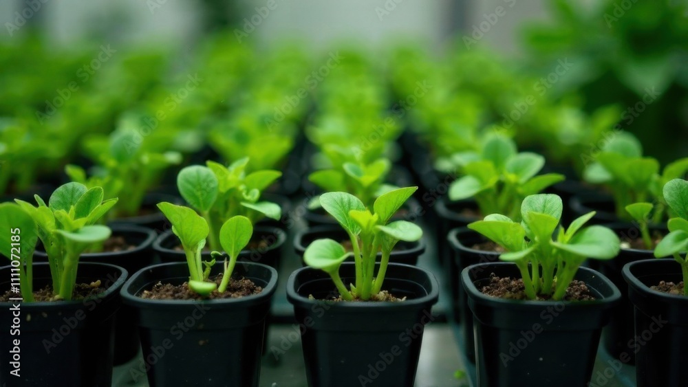 microgreens in a pot in a greenhouse microgreens in a pot in a greenhouse
