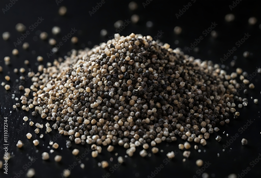 Close-Up of Black Poppy Seeds with a Textured Surface Close-Up of Black Poppy Seeds with a Textured Surface