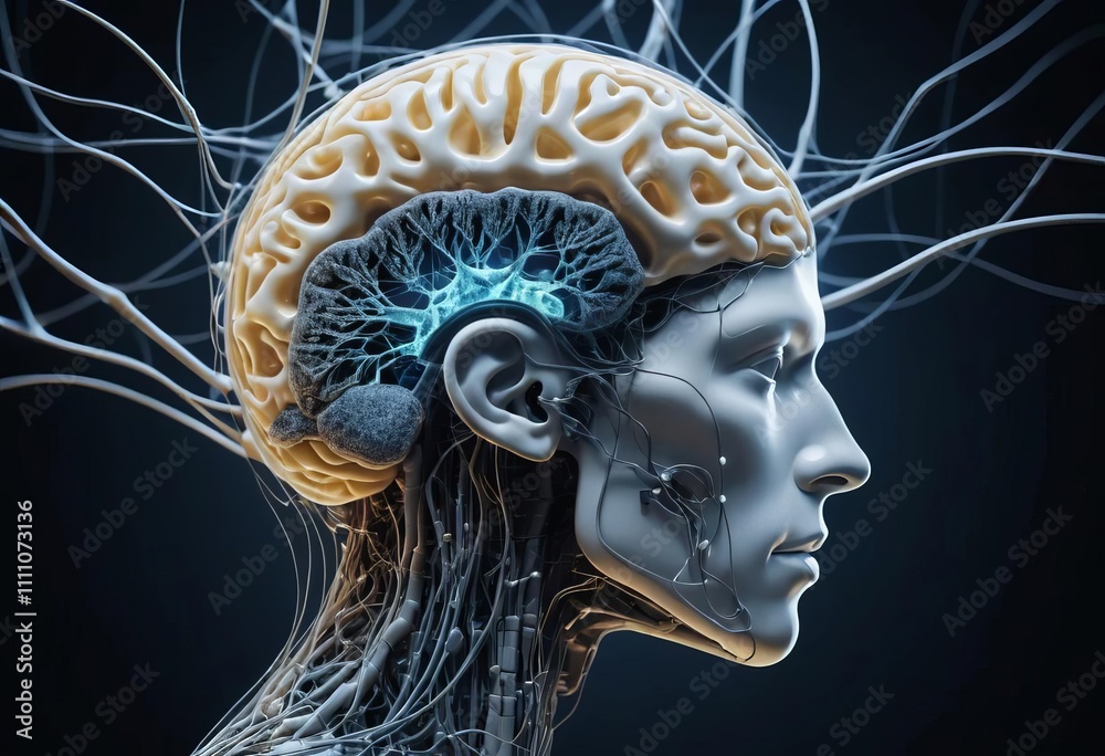 A neural network connected to the human brain, symbolizing artificial intelligence, with vibrant light effects highlighting complex neural connections A neural network connected to the human brain, symbolizing artificial intelligence, with vibrant light effects highlighting complex neural connections